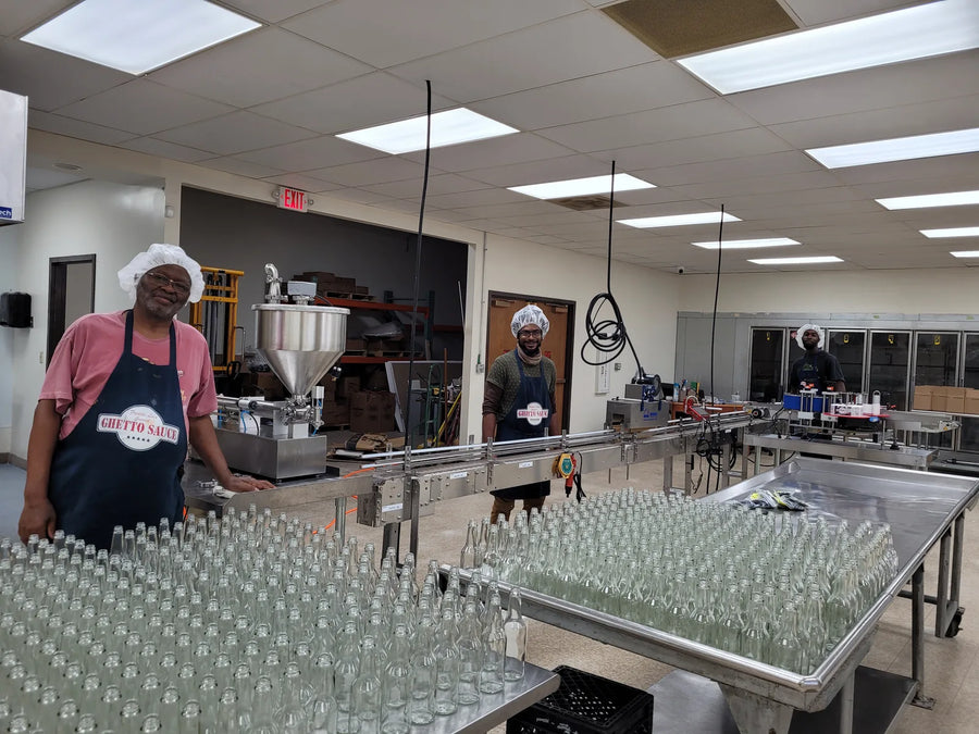 The bottling line at the Carr Street plant, trays of empty bottles waiting to be filled