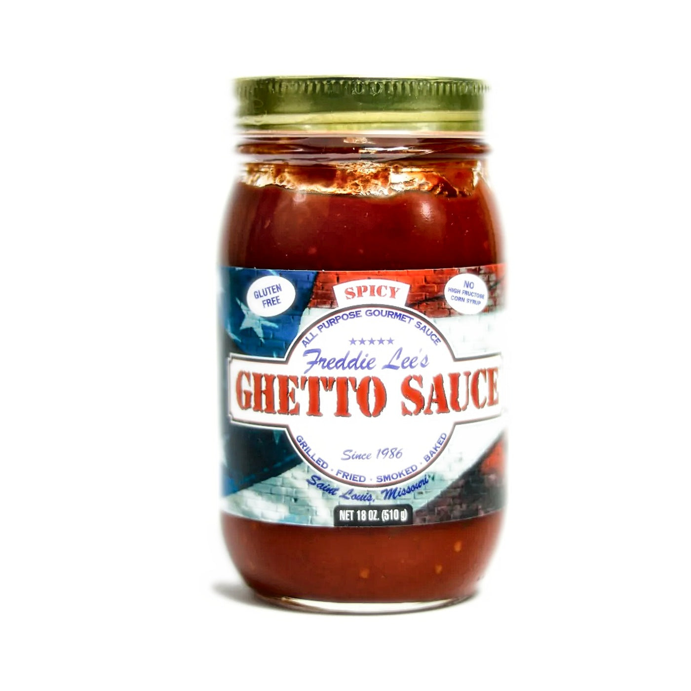 Freddie Lee's Ghetto Sauce, spicy, 18 oz jar